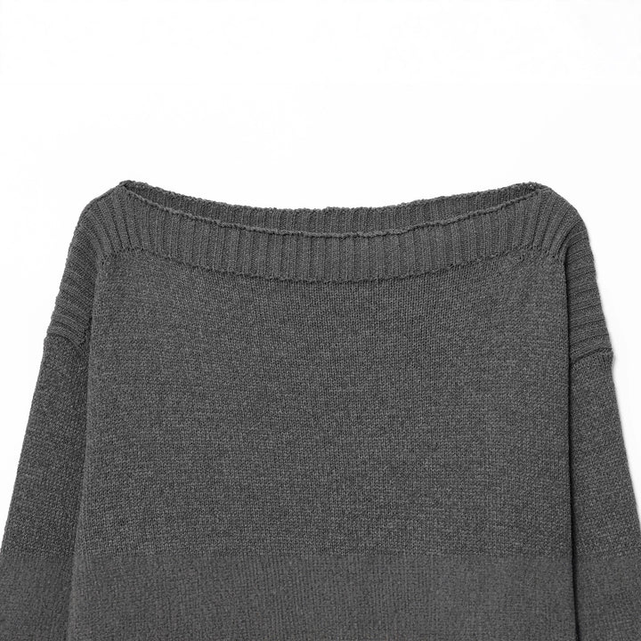 Casual knit sweater for women with wide collar and contrasting cuffs Lune London