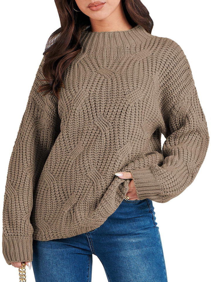 Ladies oversized knit sweater with extravagant wave pattern and high collar Lune London