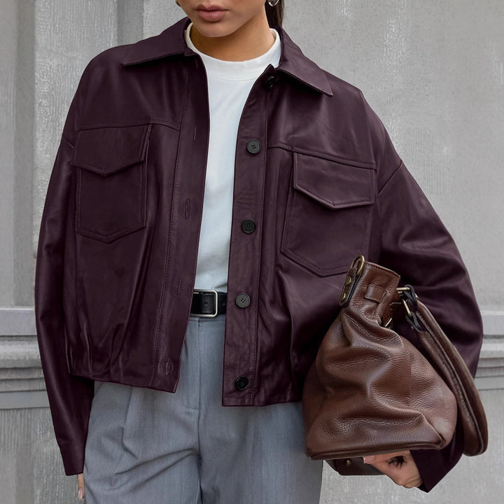 Women's faux leather jacket with practical pockets and modern cut Lune London