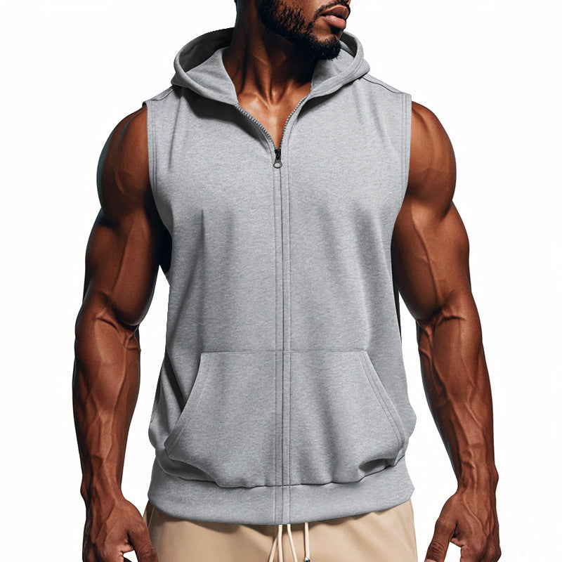 Hooded vest for men with practical pockets and full zip Lune London