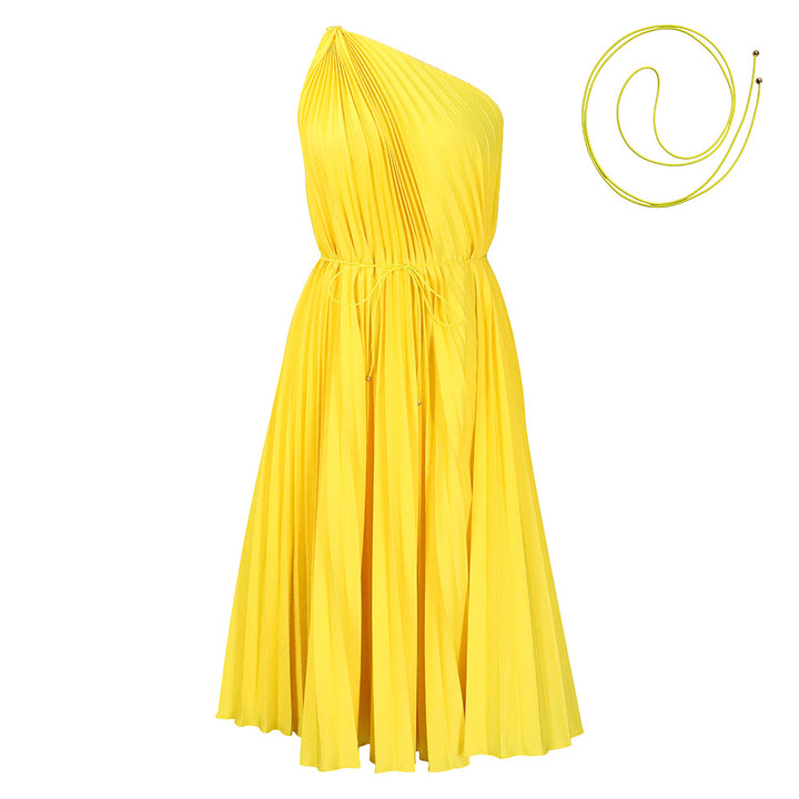 Pleated strapless dress for women with elegant cord Lune London