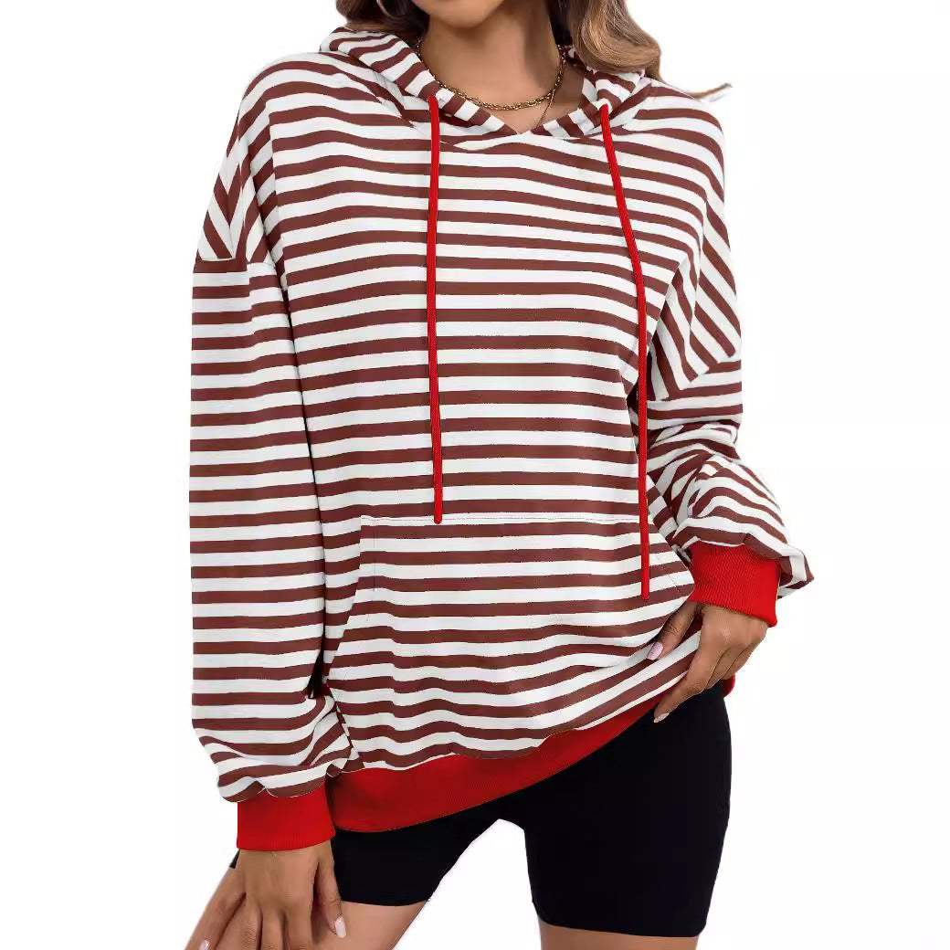 Casual hoodie for ladies with colorful striped pattern Lune London