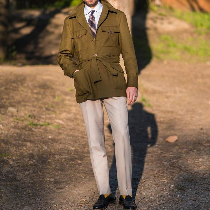 Utility jacket for men with waist belt and functional pockets Lune London