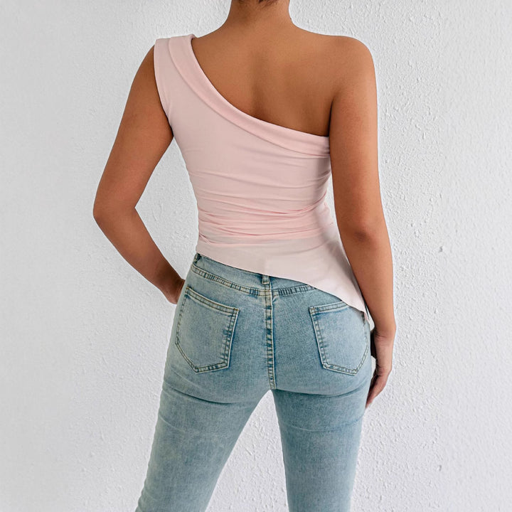 Women Elegant Asymmetrical Top with One Shoulder Design Lune London