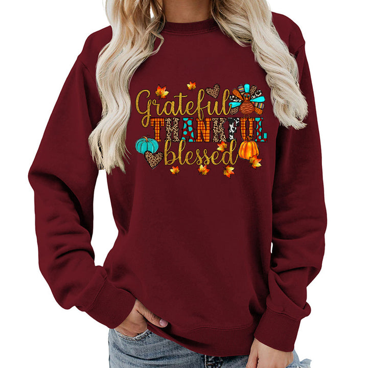 Sweatshirt pour femme avec motif de remerciement d'automne Chic & Stil