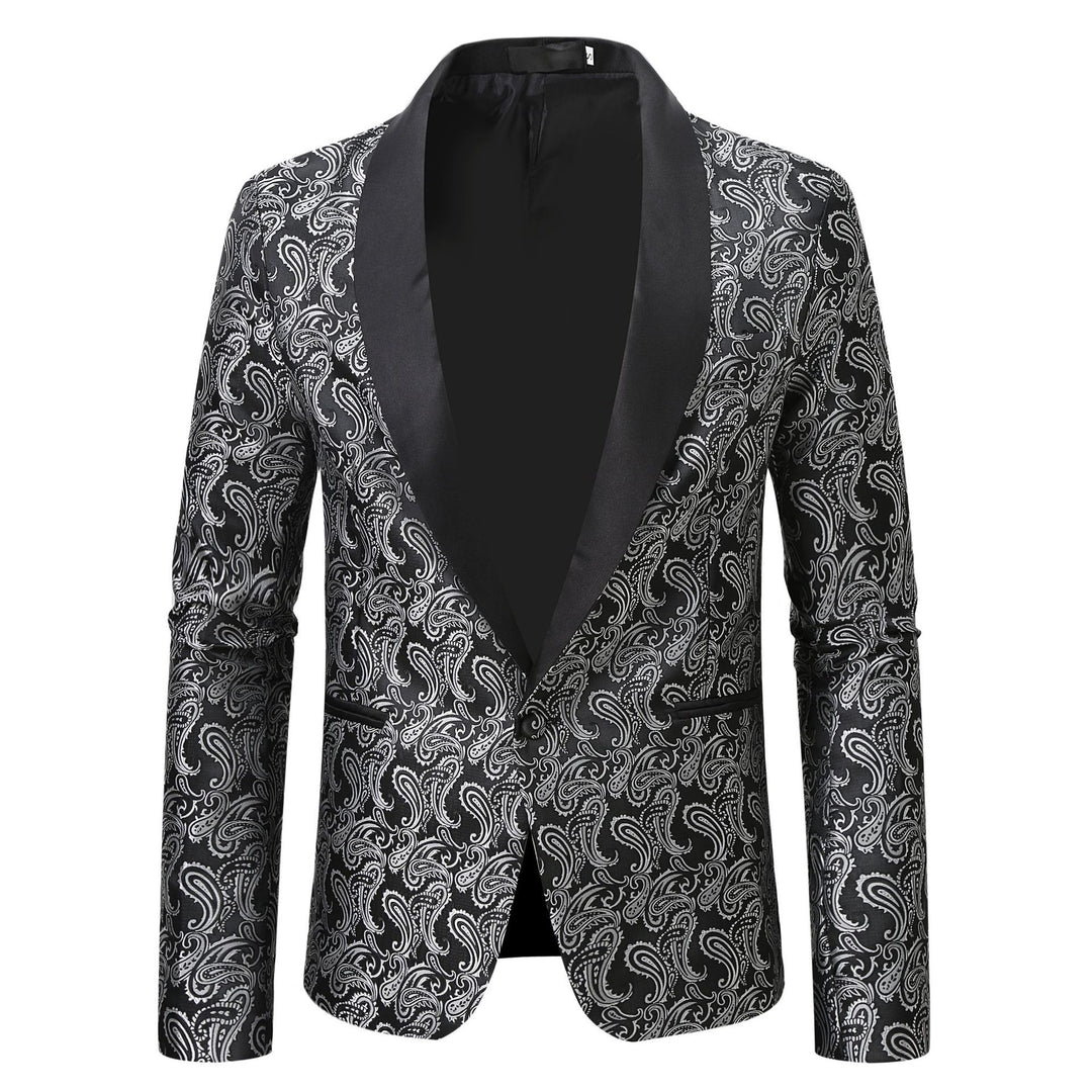 Veste de smoking élégante pour hommes avec motif jacquard floral Lune London