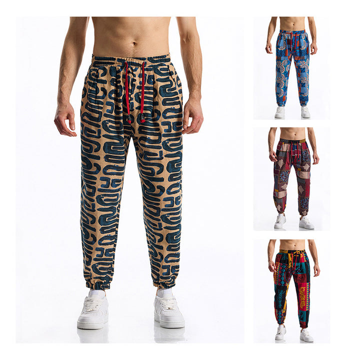 Men's casual pants with colorful pattern and elastic waistband Lune London