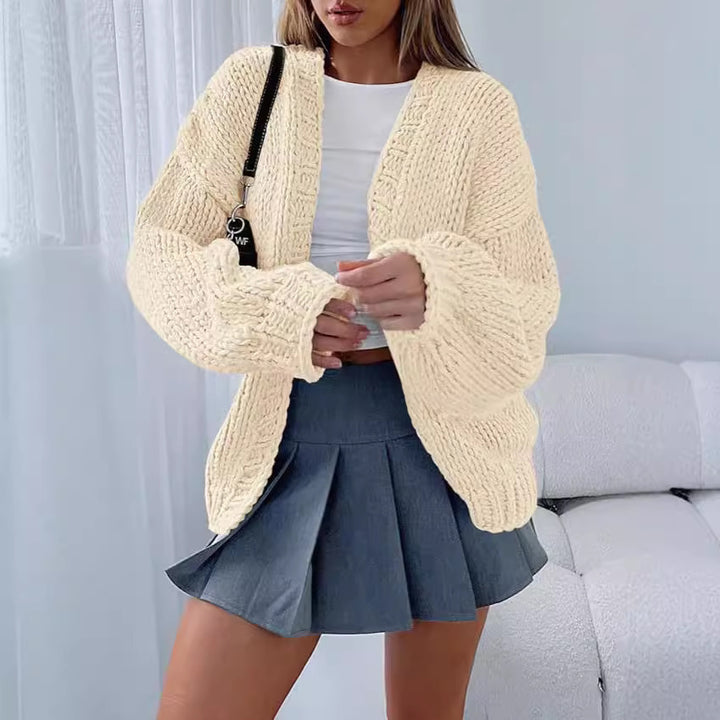 Knit jacket for women with voluminous sleeves and an open front closure Lune London