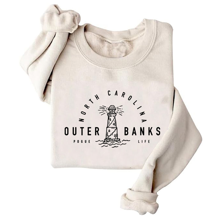 Sweatshirt pour femmes avec motif de phare maritime et coupe décontractée Chic & Stil