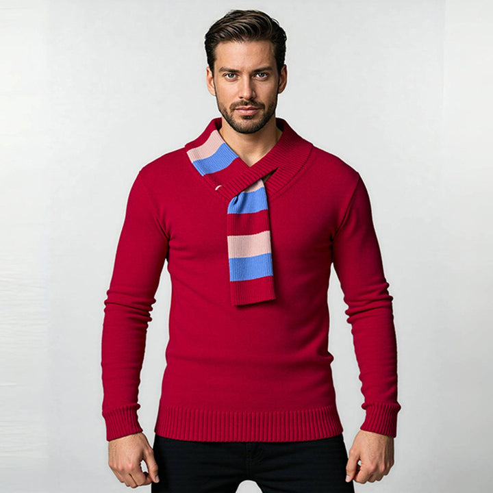 Elegant men's sweater with modern V-neck and fine ribbed details Lune London