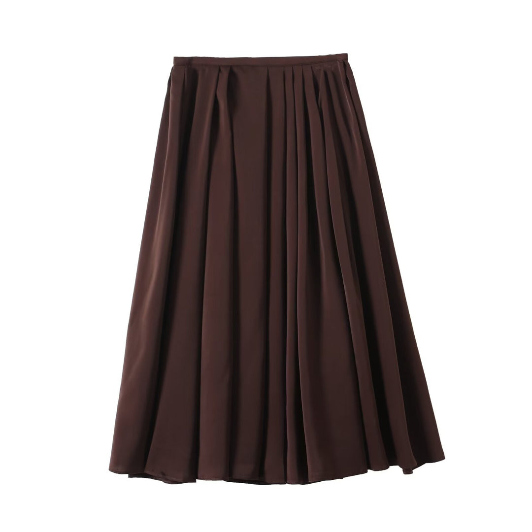Pleated maxi skirt for women with elastic waistband and fluid cut Lune London