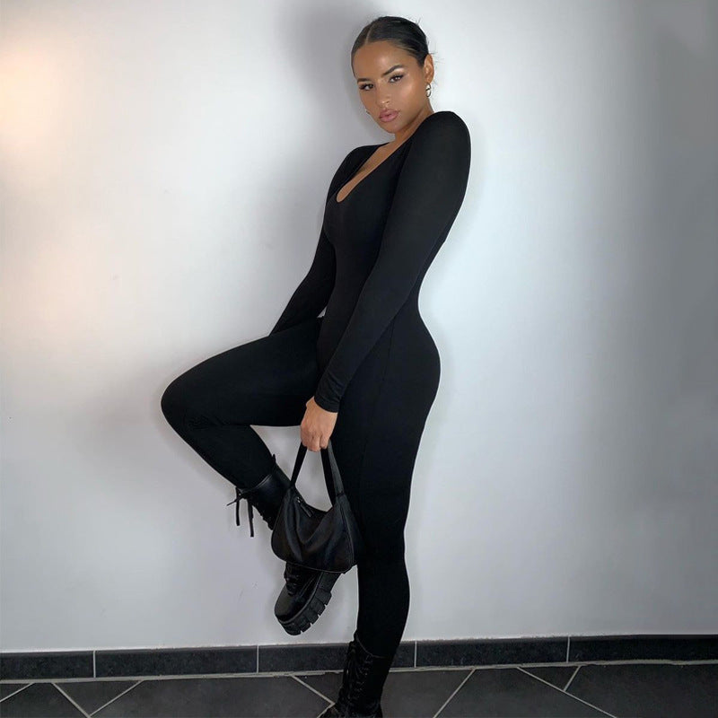 Ladies Long Sleeve Bodycon Jumpsuit Lune London