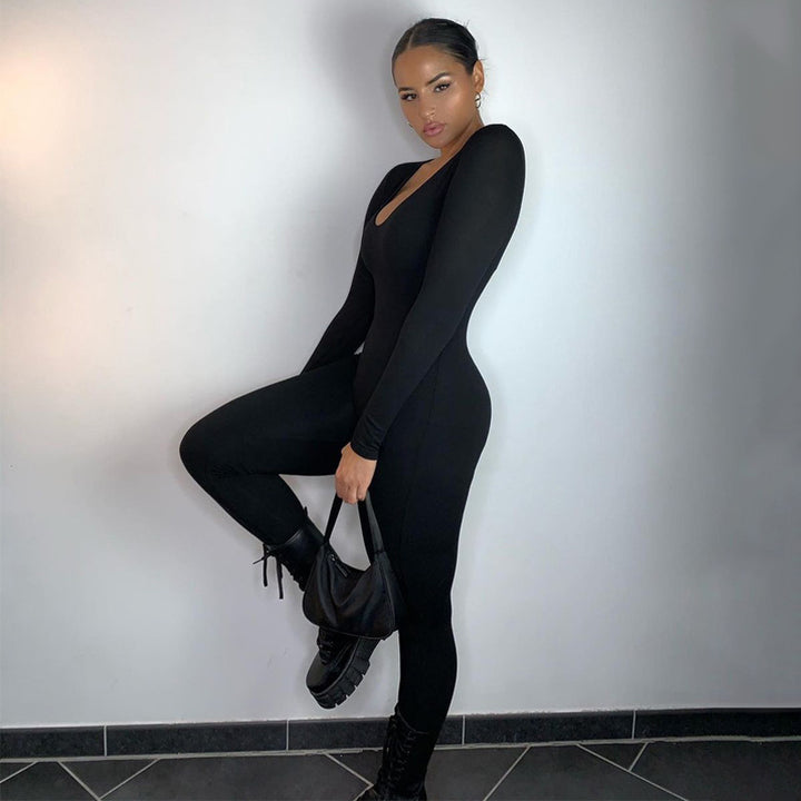 Ladies Long Sleeve Bodycon Jumpsuit Lune London