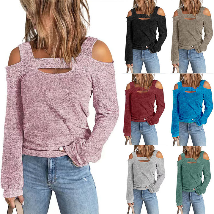 Lune London trendy women's long sleeve top with cut-out details and off-shoulder design