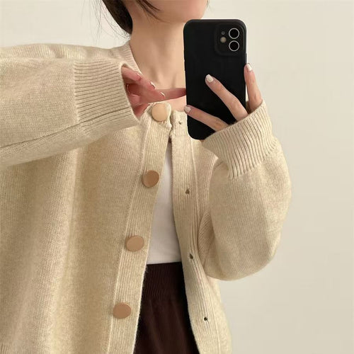 Ladies Cozy Knit Sweater with Large Buttons and an Elegant Design Lune London
