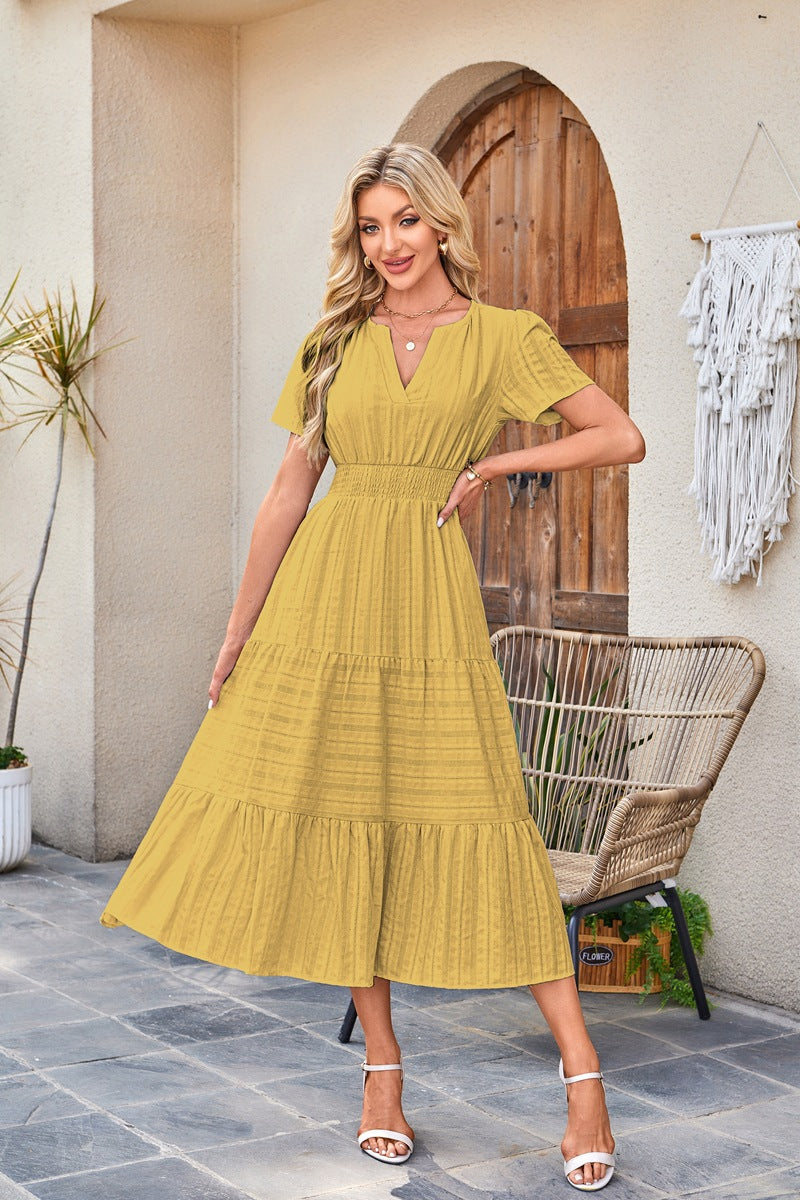 Maxi dress for ladies in lightweight striped fabric Lune London