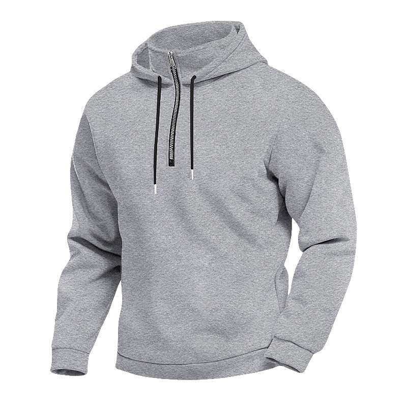 Men's hooded sweatshirt with half zipper and internal drawstring Lune London