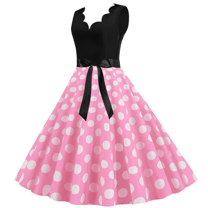 Robe swing pour femmes avec décolleté en V profond et motif à pois délicat Chic & Stil