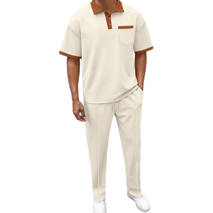 Trendy polo shirt for men with structured design and Relaxed-Fit pants Lune London