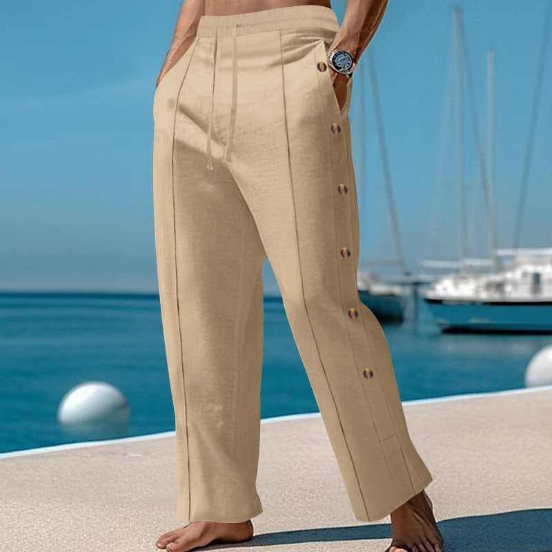 Chino pants for men with side buttons and elastic waist Lune London