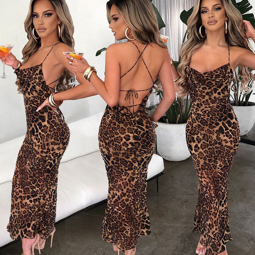 Ladies Maxi Dress Chic Animal Print Lune London