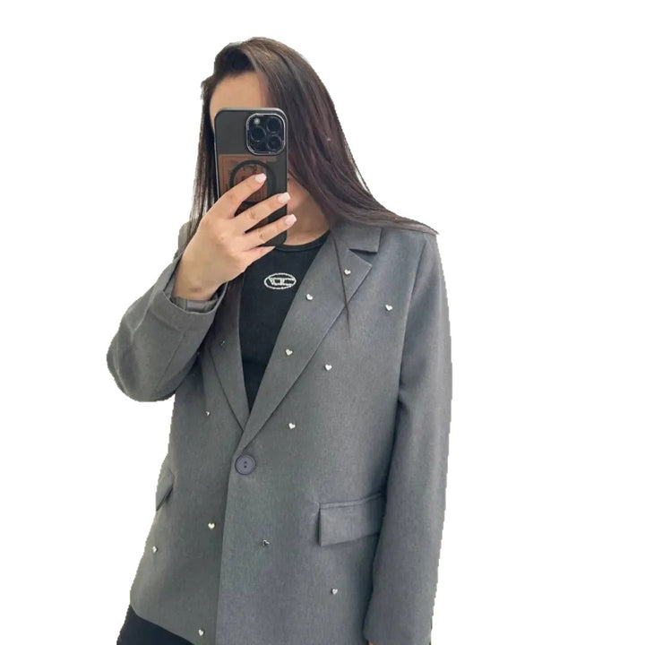 Ladies Elegant Oversized Blazer with Heart-Shaped Applications Lune London