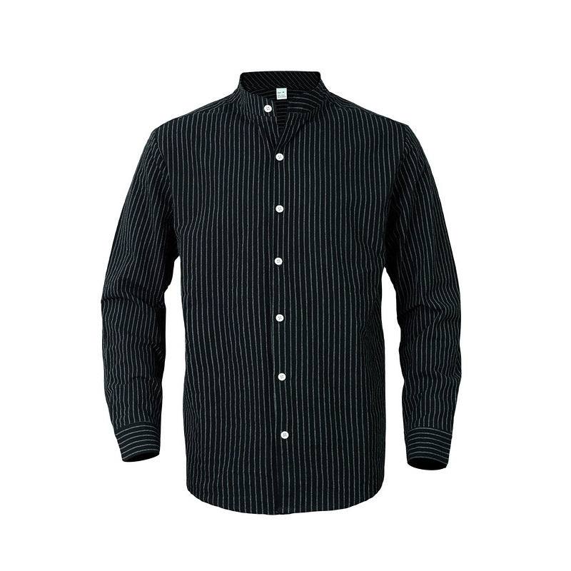 Elegant striped shirt for men with a high collar and modern details Lune London