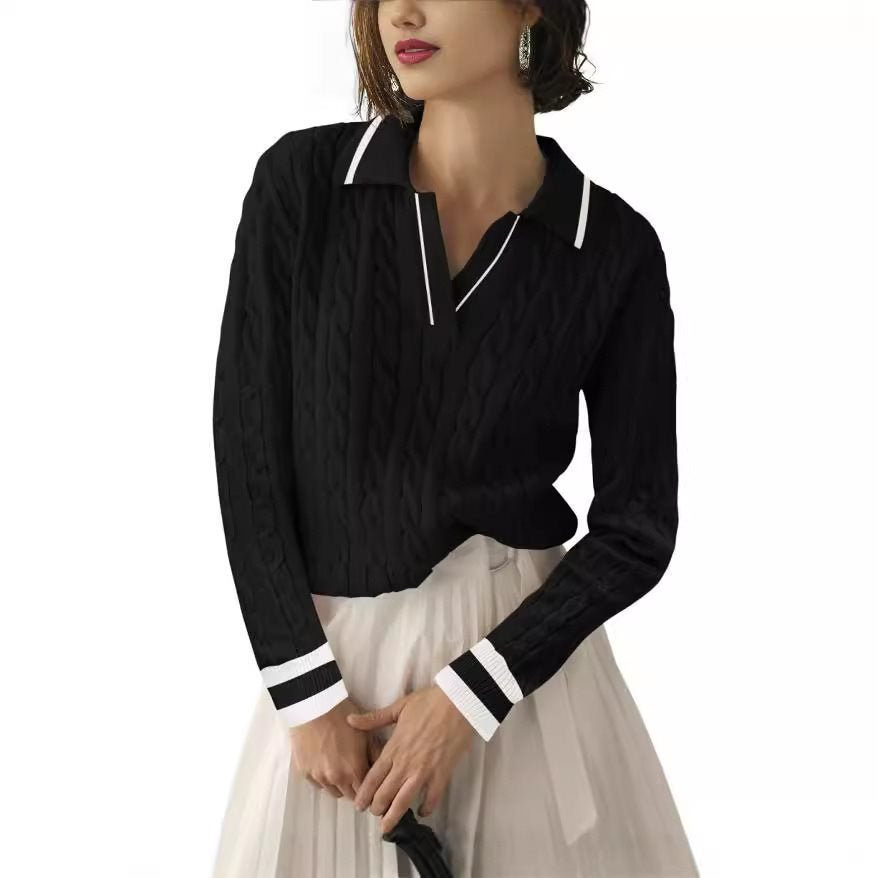Turtleneck sweater for women with carp pattern and contrasting edges Lune London