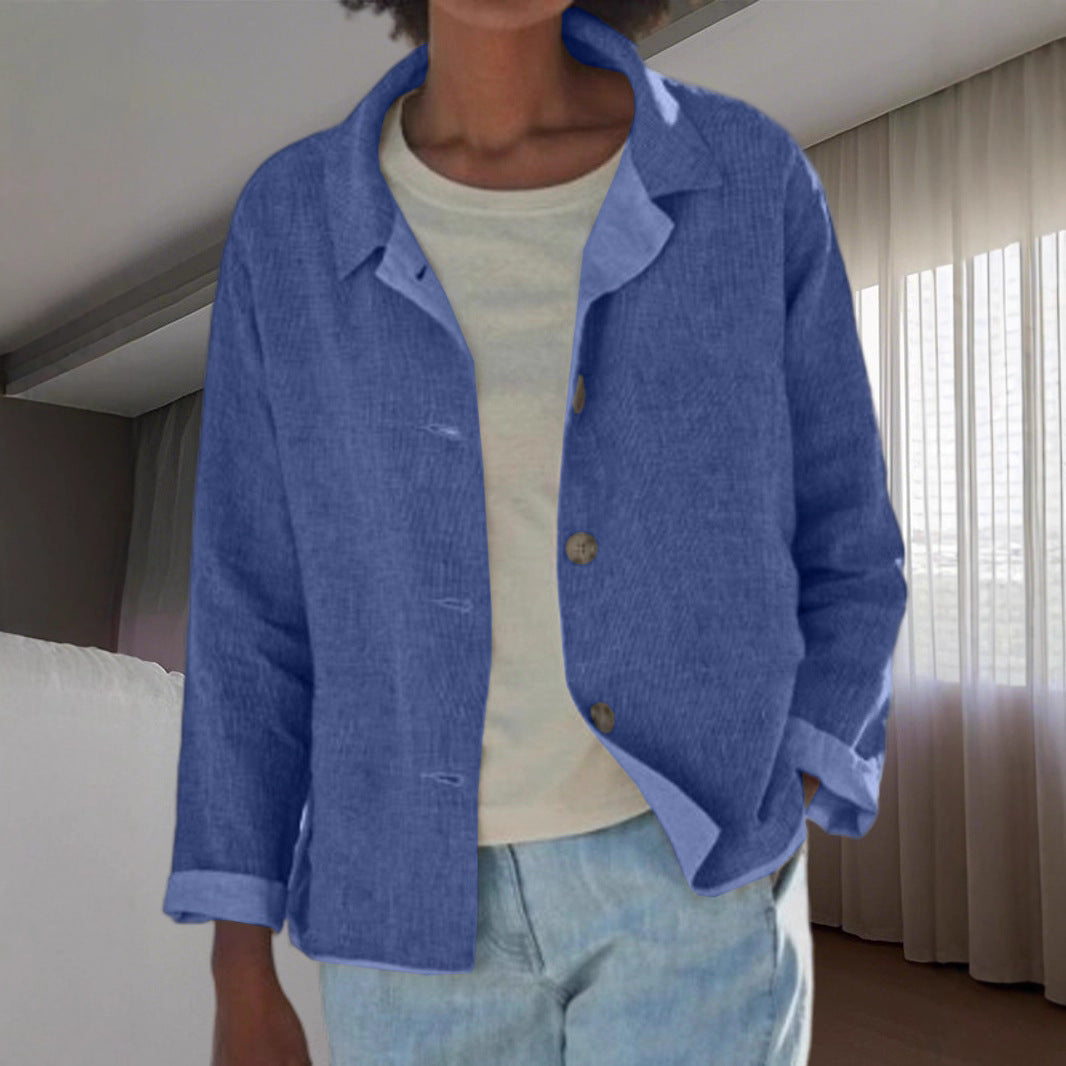 Ladies lightweight and casual cotton jacket with buttoned details Lune London