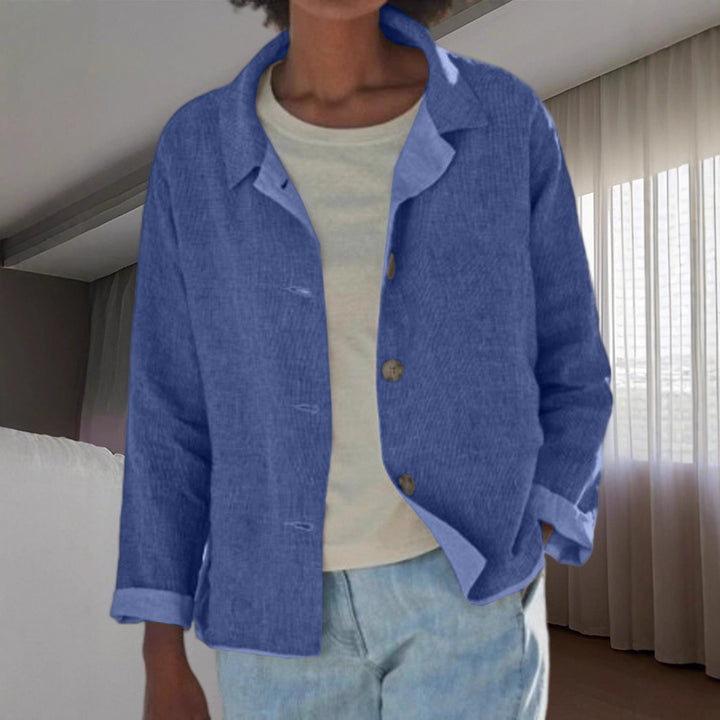 Ladies lightweight and casual cotton jacket with buttoned details Lune London
