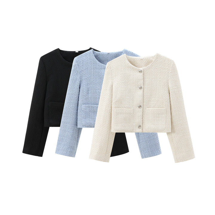 Lune London Structured Tweed Short Jacket for Women with Practical Pockets