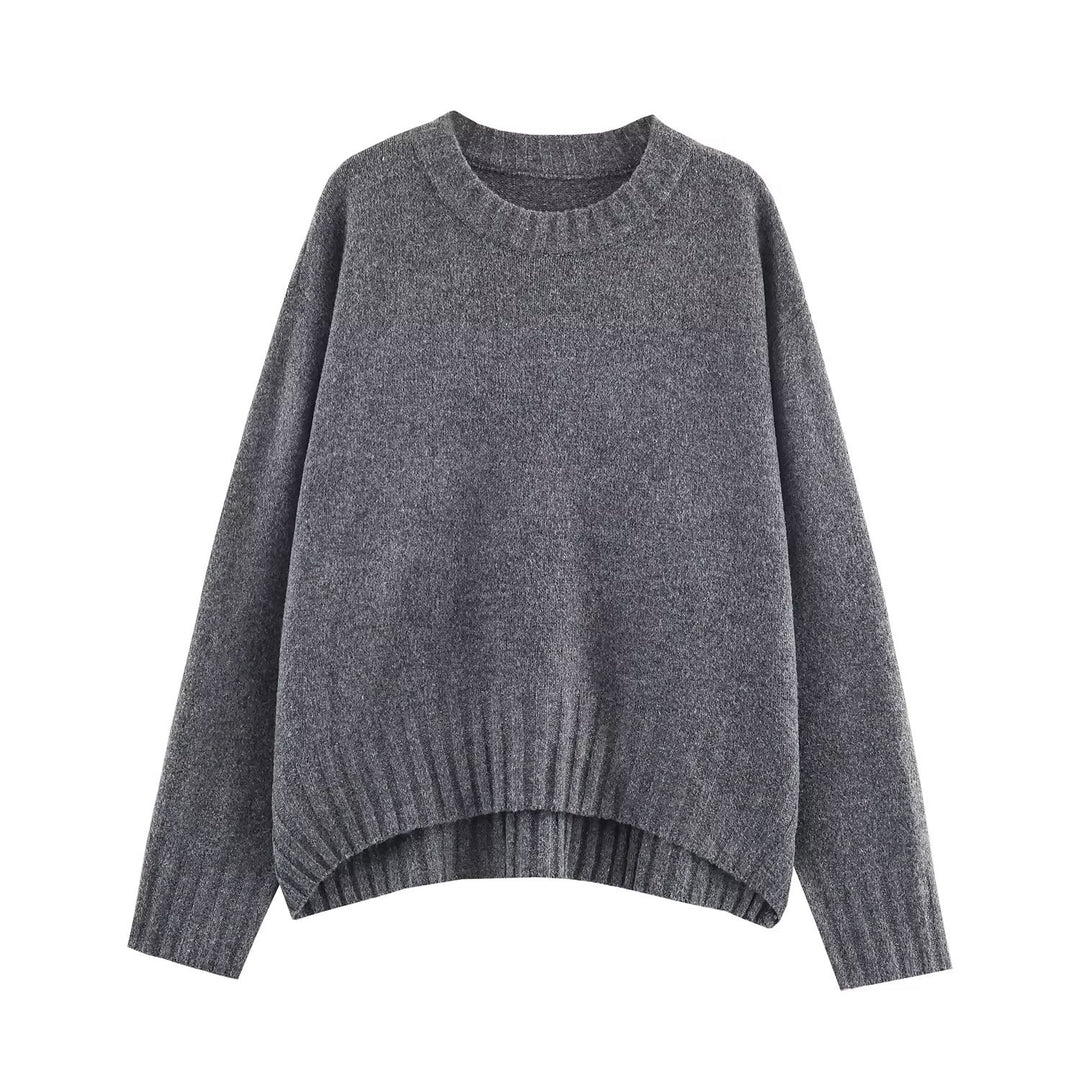 Casual round pullover for women with textured surface and dropped shoulders Lune London