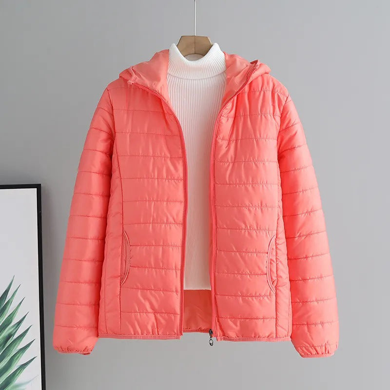 Ladies quilted transitional jacket with hood and modern cut Lune London