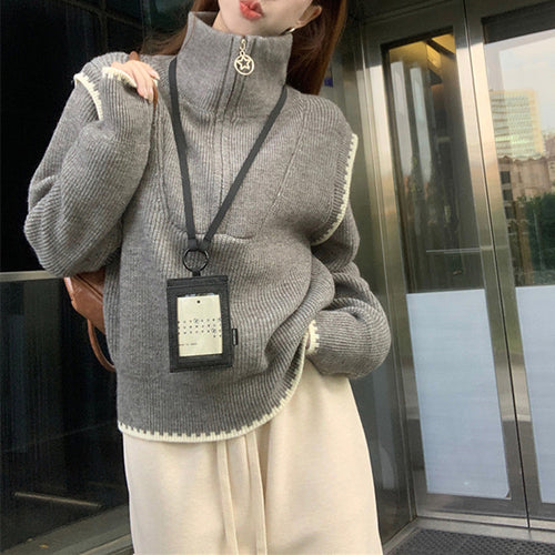 Women's sweater with high collar and oversized sleeves Lune London