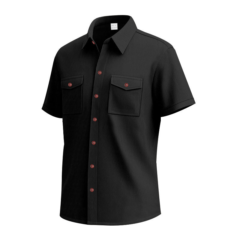 Short sleeve shirt for men with a practical striped pattern and two chest pockets Lune London