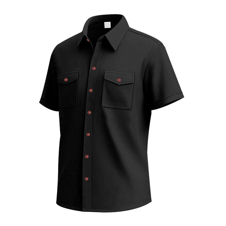 Short sleeve shirt for men with a practical striped pattern and two chest pockets Lune London