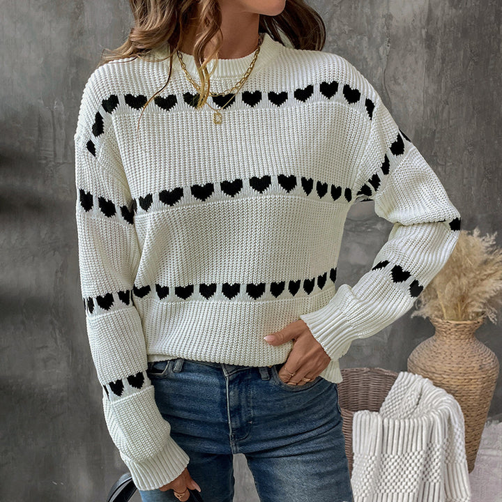Casual knitted sweater for women with heart pattern Lune London