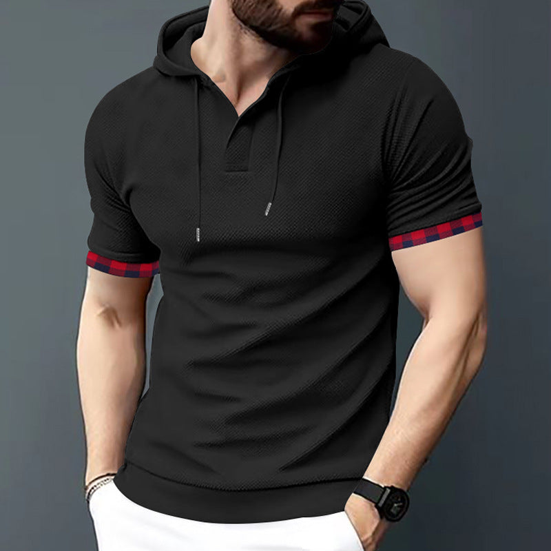 Men's short sleeve shirt with hood and modern accents Chic and style