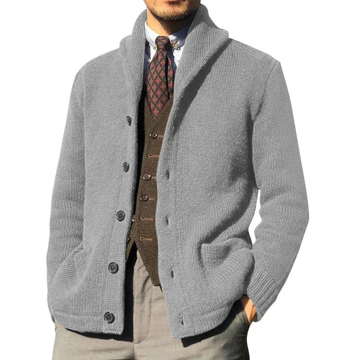 Men's knit jacket with a stylish collar and chic button details
