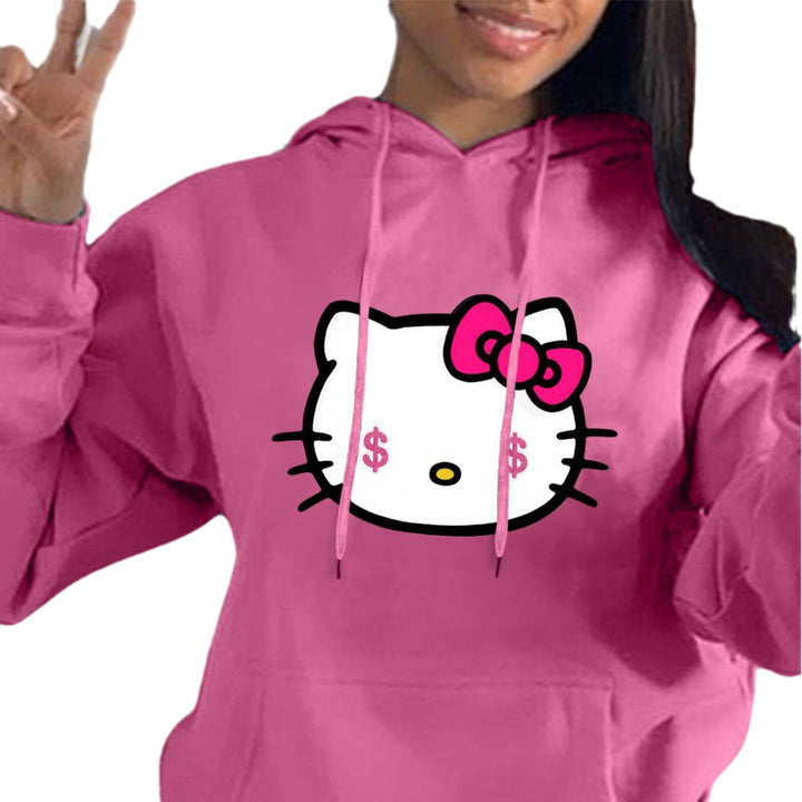 Hooded sweatshirt for women with creative cat pattern Lune London