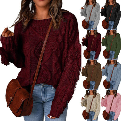 Knit sweater for women with voluminous sleeves and refined color details Lune London