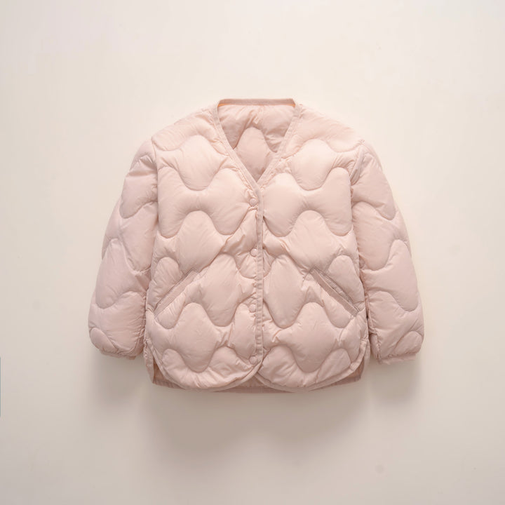 Quilted down jacket for women with modern wave patterns and practical pockets Lune London