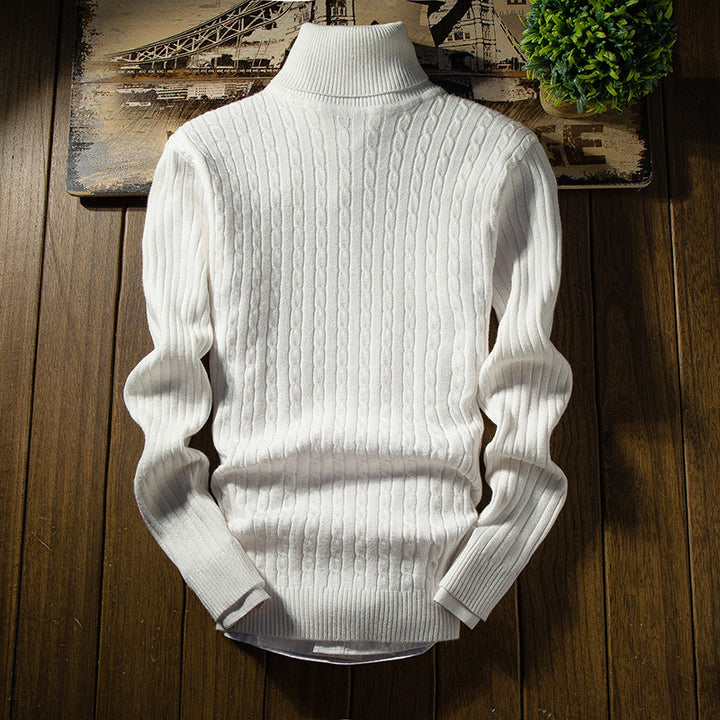 Knitted sweater for men with high collar and textured design Lune London
