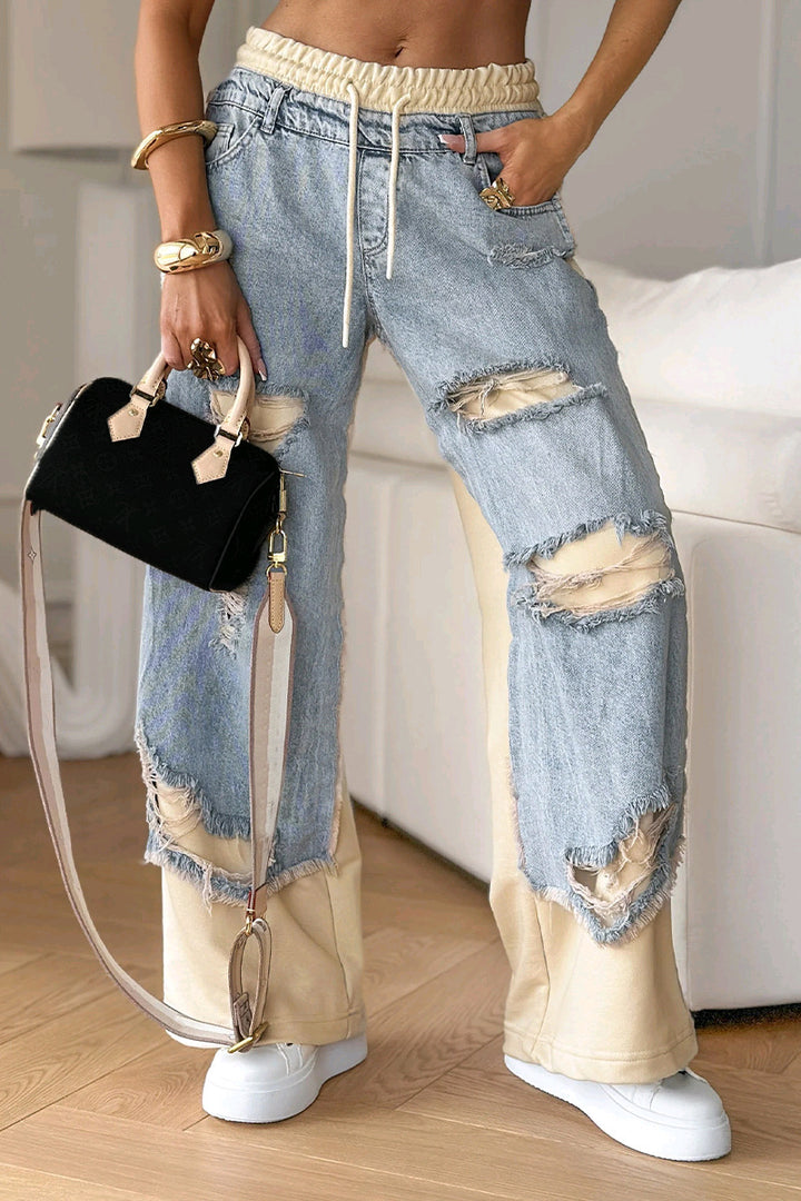 Femme Jogger Denim Détérioré Urbain Chic & Stil