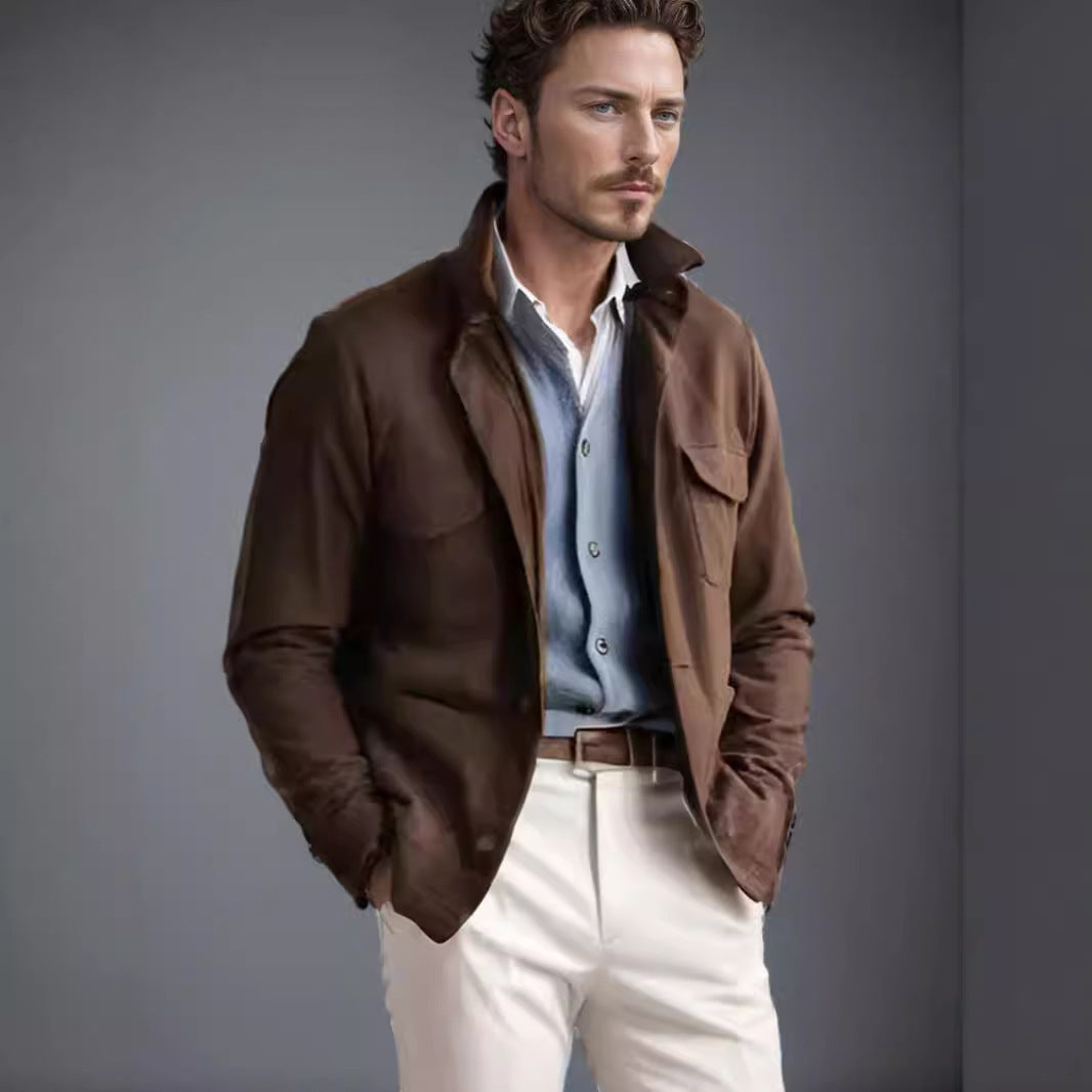 Trendy utility jacket for men with practical pockets and stylish high collar Lune London