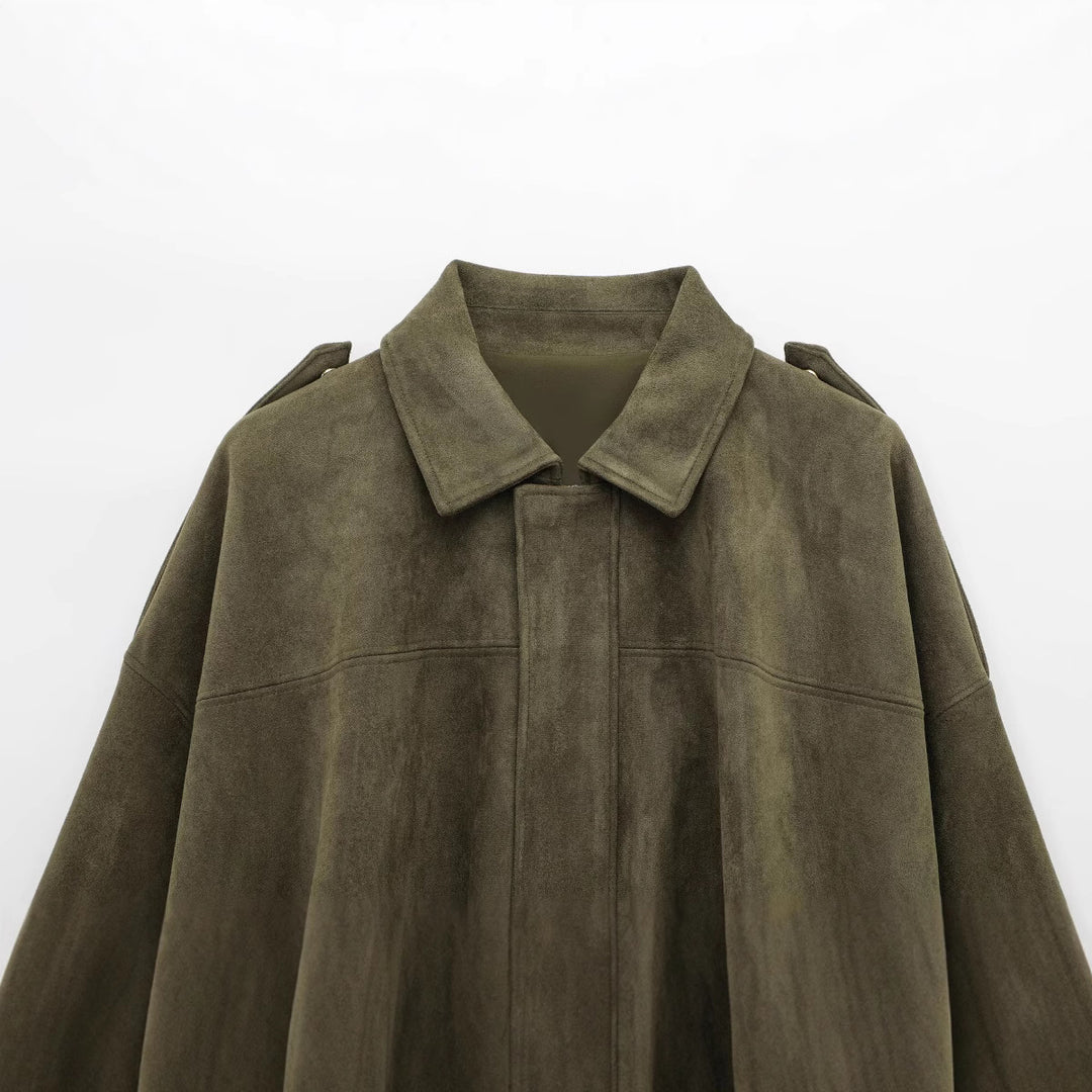 Ladies oversized synthetic leather garment with modern cut and trendy cord Lune London