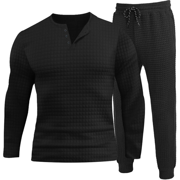 Three-piece set for men with textured long sleeve t-shirt and jogger pants Lune London