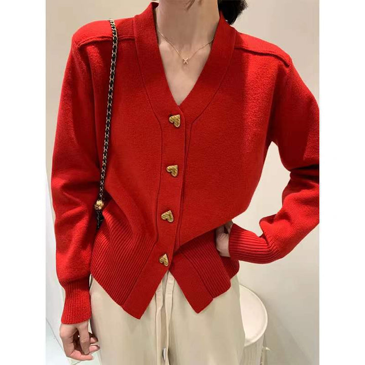 Ladies Elegant Knit Vest with Decorative Button Details and Chic V Neck