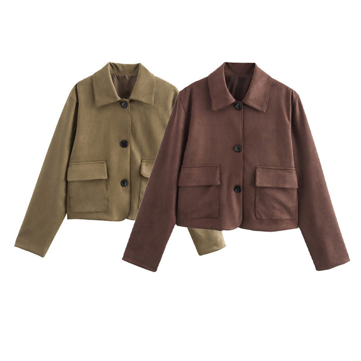 Short women's jacket made of soft material with practical pockets Lune London
