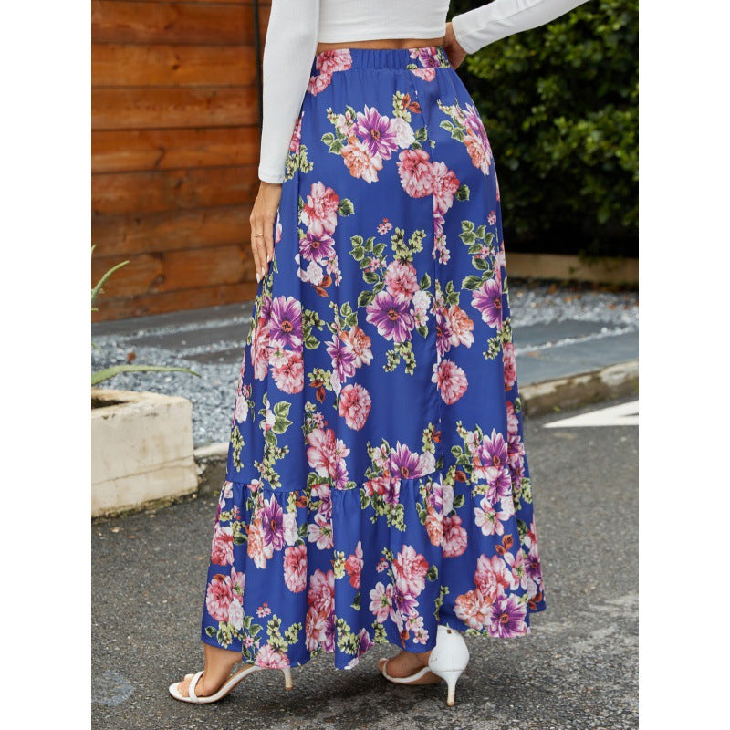 Women Floral Ruffled Maxi Skirt Lune London